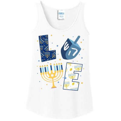 Love Hanukkah Jewish Festive Holiday Ladies Essential Tank