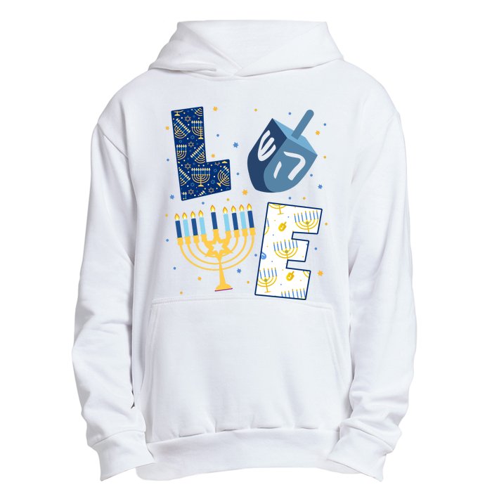 Love Hanukkah Jewish Festive Holiday Urban Pullover Hoodie