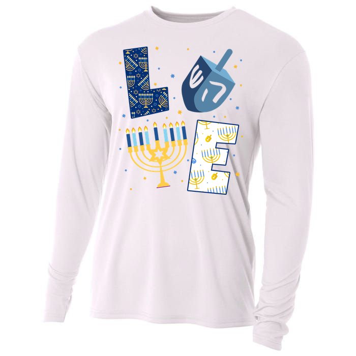 Love Hanukkah Jewish Festive Holiday Cooling Performance Long Sleeve Crew