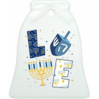 Love Hanukkah Jewish Festive Holiday Ceramic Bell Ornament