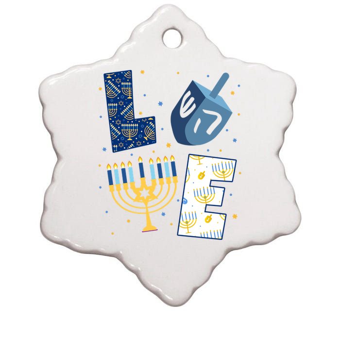 Love Hanukkah Jewish Festive Holiday Ceramic Star Ornament