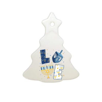 Love Hanukkah Jewish Festive Holiday Ceramic Tree Ornament