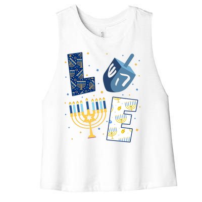 Love Hanukkah Jewish Festive Holiday Women's Racerback Cropped Tank