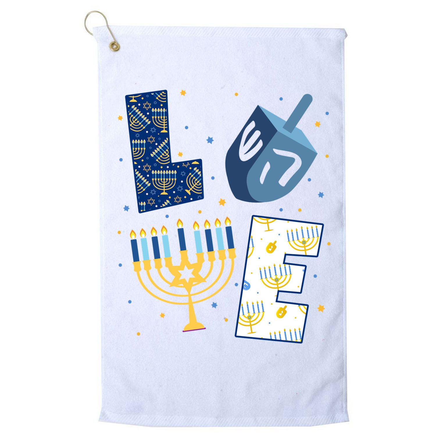 Love Hanukkah Jewish Festive Holiday Golf Towel