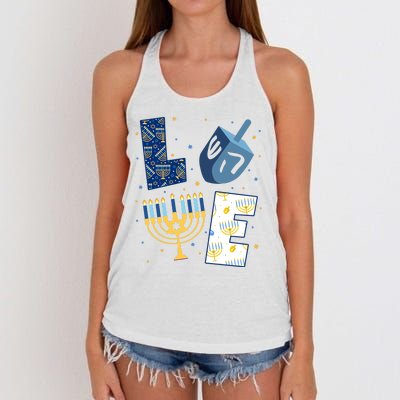 Love Hanukkah Jewish Festive Holiday Women's Knotted Racerback Tank