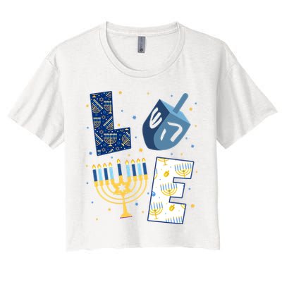 Love Hanukkah Jewish Festive Holiday Crop Top
