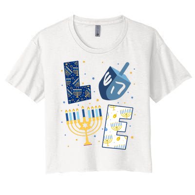 Love Hanukkah Jewish Festive Holiday Women's Crop Top Tee