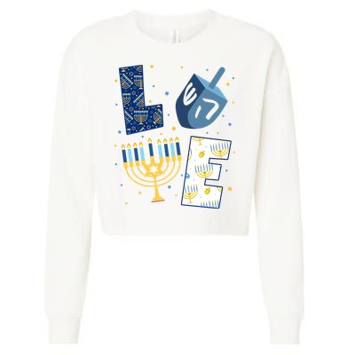 Love Hanukkah Jewish Festive Holiday Cropped Pullover Crew