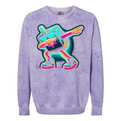 Love Hanukkah Jewish Holiday Dabbing Dreidel Colorblast Crewneck Sweatshirt