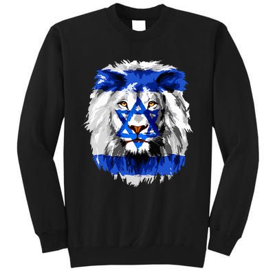 Lion Head Jewish Flag  Tall Sweatshirt