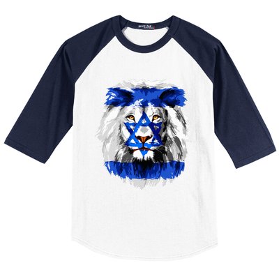 Lion Head Jewish Flag  Baseball Sleeve Shirt