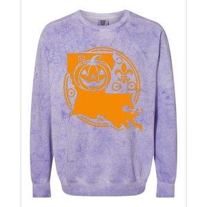 Louisiana Halloween Jack O Lantern With Fleur De Lis Colorblast Crewneck Sweatshirt