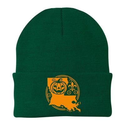 Louisiana Halloween Jack O Lantern With Fleur De Lis Knit Cap Winter Beanie