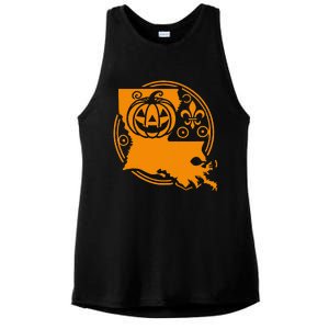 Louisiana Halloween Jack O Lantern With Fleur De Lis Ladies PosiCharge Tri-Blend Wicking Tank