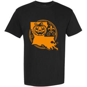 Louisiana Halloween Jack O Lantern With Fleur De Lis Garment-Dyed Heavyweight T-Shirt