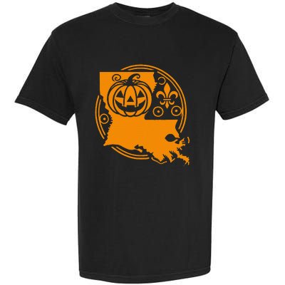 Louisiana Halloween Jack O Lantern With Fleur De Lis Garment-Dyed Heavyweight T-Shirt