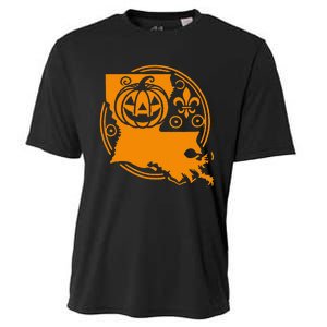 Louisiana Halloween Jack O Lantern With Fleur De Lis Cooling Performance Crew T-Shirt