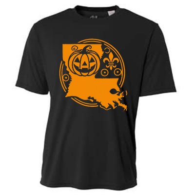 Louisiana Halloween Jack O Lantern With Fleur De Lis Cooling Performance Crew T-Shirt