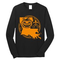 Louisiana Halloween Jack O Lantern With Fleur De Lis Long Sleeve Shirt