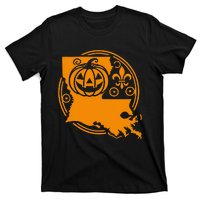 Louisiana Halloween Jack O Lantern With Fleur De Lis T-Shirt