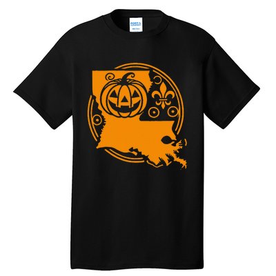 Louisiana Halloween Jack O Lantern With Fleur De Lis Tall T-Shirt