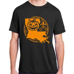 Louisiana Halloween Jack O Lantern With Fleur De Lis Adult ChromaSoft Performance T-Shirt