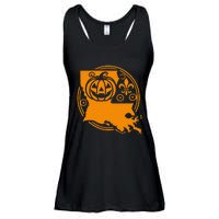 Louisiana Halloween Jack O Lantern With Fleur De Lis Ladies Essential Flowy Tank