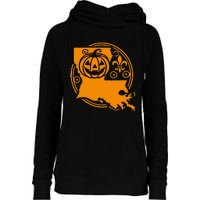 Louisiana Halloween Jack O Lantern With Fleur De Lis Womens Funnel Neck Pullover Hood