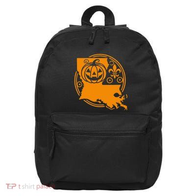 Louisiana Halloween Jack O Lantern With Fleur De Lis 16 in Basic Backpack