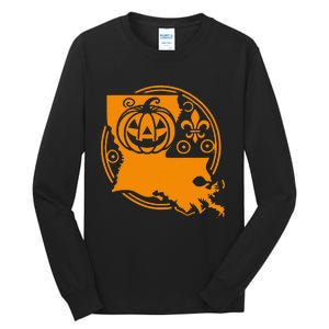 Louisiana Halloween Jack O Lantern With Fleur De Lis Tall Long Sleeve T-Shirt