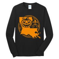 Louisiana Halloween Jack O Lantern With Fleur De Lis Tall Long Sleeve T-Shirt