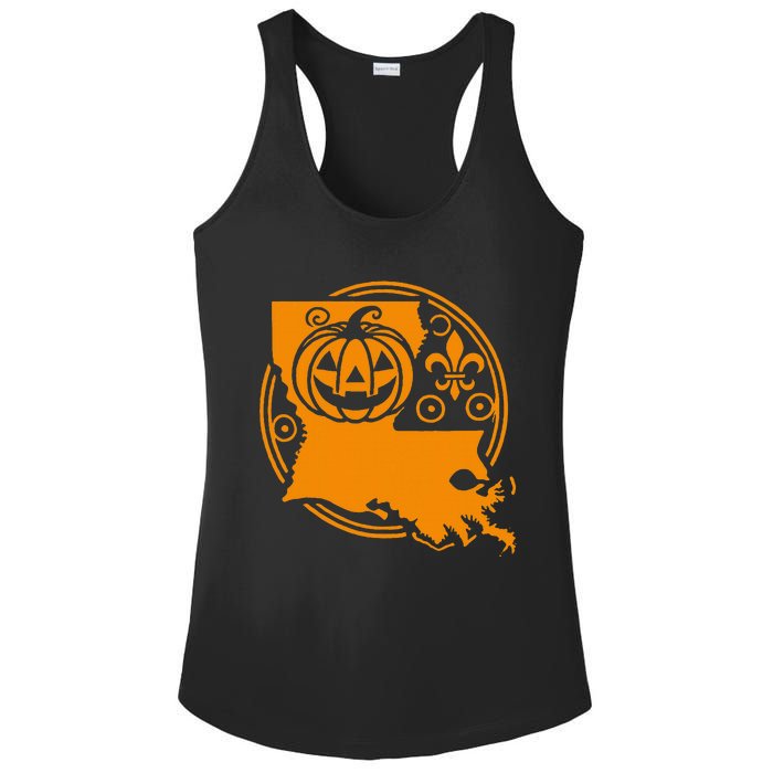 Louisiana Halloween Jack O Lantern With Fleur De Lis Ladies PosiCharge Competitor Racerback Tank