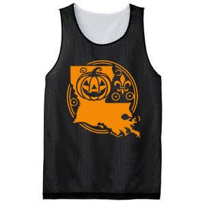 Louisiana Halloween Jack O Lantern With Fleur De Lis Mesh Reversible Basketball Jersey Tank