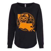 Louisiana Halloween Jack O Lantern With Fleur De Lis Womens California Wash Sweatshirt