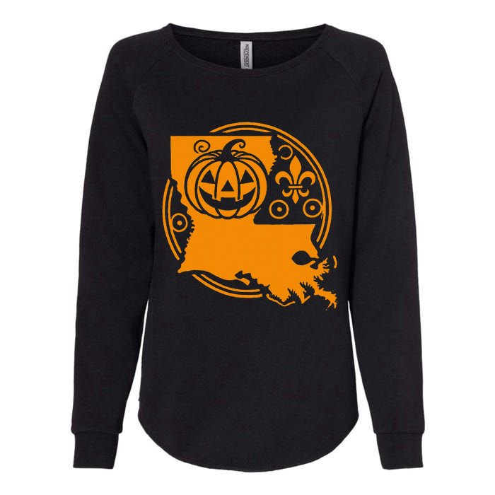 Louisiana Halloween Jack O Lantern With Fleur De Lis Womens California Wash Sweatshirt