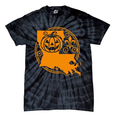 Louisiana Halloween Jack O Lantern With Fleur De Lis Tie-Dye T-Shirt