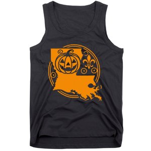 Louisiana Halloween Jack O Lantern With Fleur De Lis Tank Top