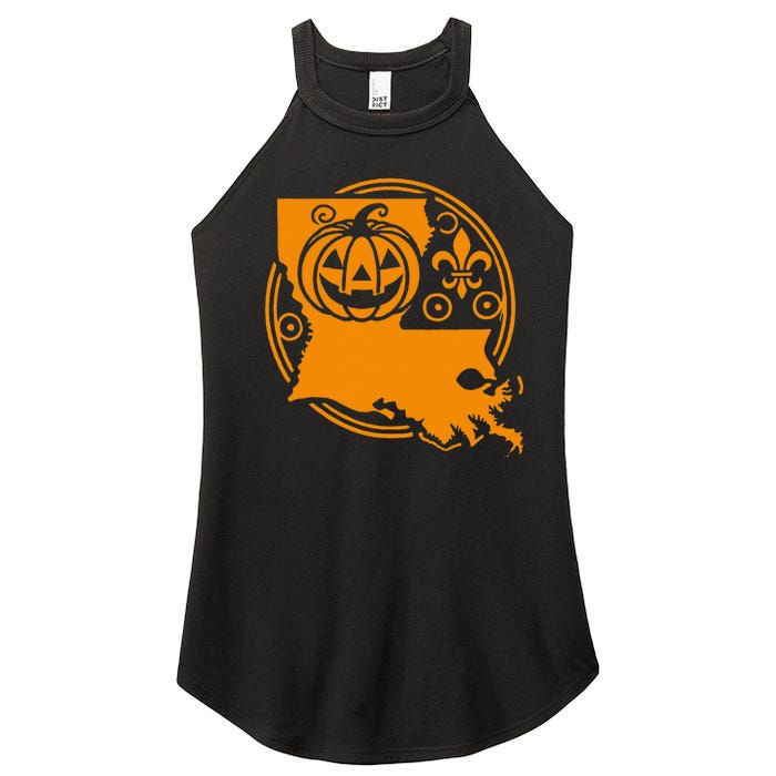 Louisiana Halloween Jack O Lantern With Fleur De Lis Women's Perfect Tri Rocker Tank