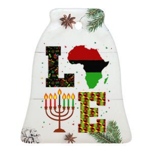 Love Happy Kwanzaa Decorations Africa Map Kinara Candles Ceramic Bell Ornament