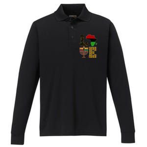 Love Happy Kwanzaa Decorations Africa Map Kinara Candles Performance Long Sleeve Polo