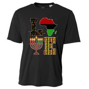 Love Happy Kwanzaa Decorations Africa Map Kinara Candles Cooling Performance Crew T-Shirt