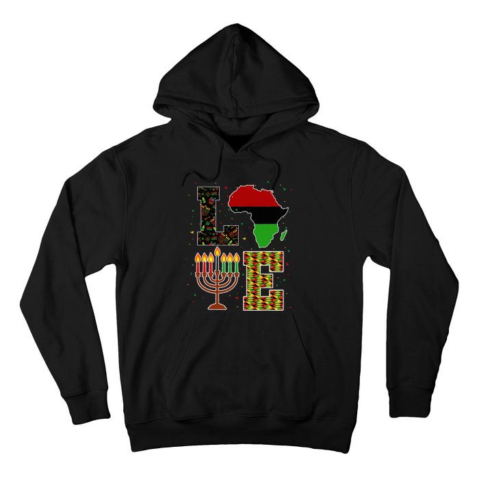 Love Happy Kwanzaa Decorations Africa Map Kinara Candles Hoodie