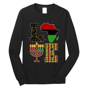 Love Happy Kwanzaa Decorations Africa Map Kinara Candles Long Sleeve Shirt