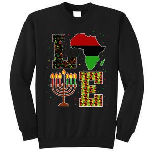 Love Happy Kwanzaa Decorations Africa Map Kinara Candles Sweatshirt