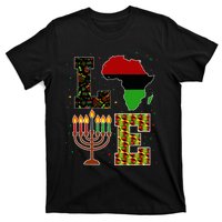 Love Happy Kwanzaa Decorations Africa Map Kinara Candles T-Shirt