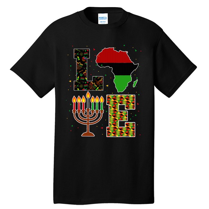 Love Happy Kwanzaa Decorations Africa Map Kinara Candles Tall T-Shirt