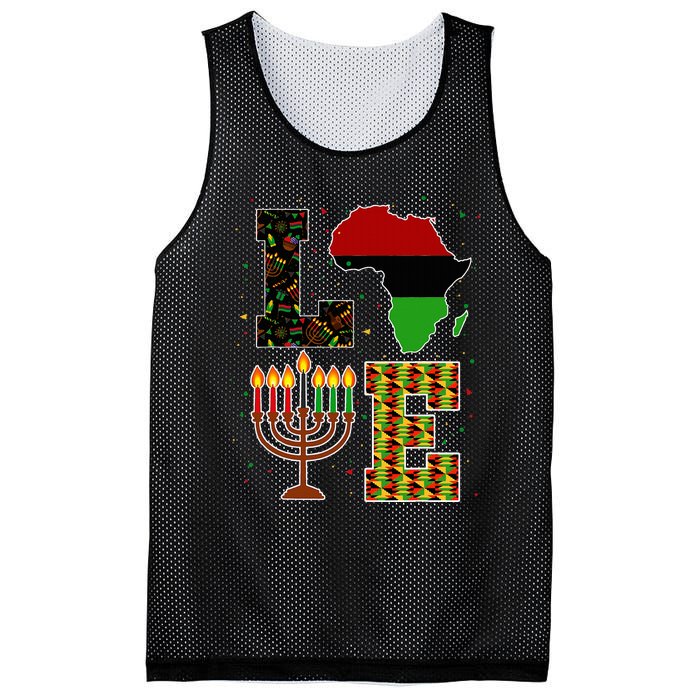 Love Happy Kwanzaa Decorations Africa Map Kinara Candles Mesh Reversible Basketball Jersey Tank