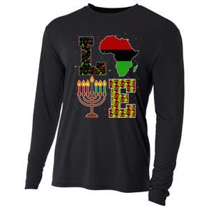 Love Happy Kwanzaa Decorations Africa Map Kinara Candles Cooling Performance Long Sleeve Crew