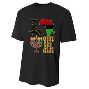 Love Happy Kwanzaa Decorations Africa Map Kinara Candles Performance Sprint T-Shirt