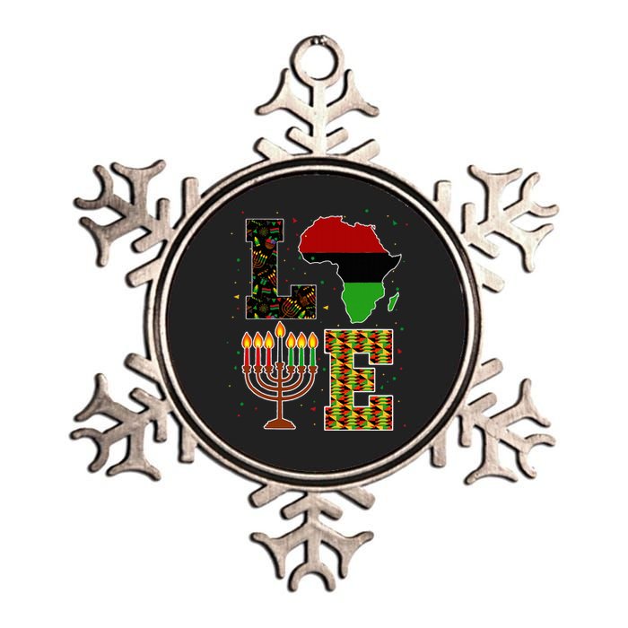 Love Happy Kwanzaa Decorations Africa Map Kinara Candles Metallic Star Ornament